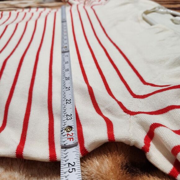Hm Top Sweater Size XXL Ivory Red Striped - Picture 3 of 10